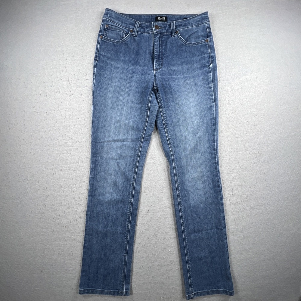 Jones New York Lexington Straight Jeans Womens 6 Mid Rise Stretch Classic Denim